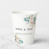 Eenvoudige Romantische Floral Wedding Papieren Bekers (Voorkant)