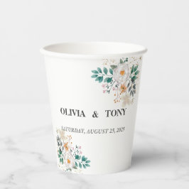 Eenvoudige Romantische Floral Wedding Papieren Bekers