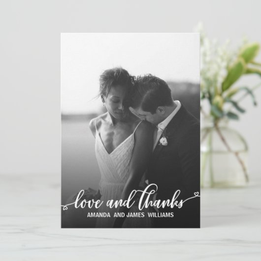 EENVOUDIGE ROMANTISCHE FOTO BRUILOFT BEDANKT HARTE (Staand voorkant)