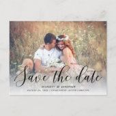 Eenvoudige romantische foto save the date | Zwart Aankondigingskaart (Voorkant)