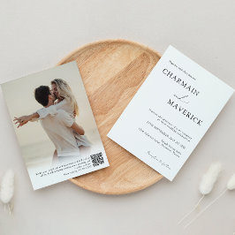 Eenvoudige Romantische foto Typografie QR code Wed Kaart