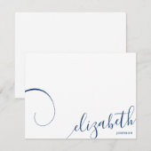 Eenvoudige romantische kalligrafie Navy Blue Note  Notitiekaartje (Voorkant / Achterkant)