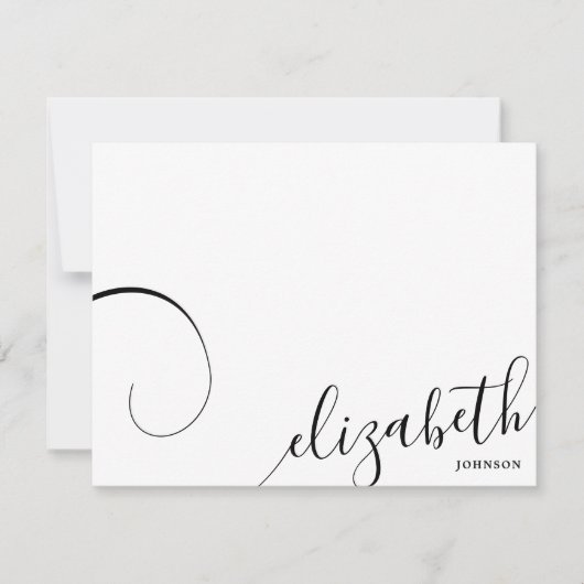 Eenvoudige Romantische kalligrafie zwart-wit Notitiekaartje (Voorkant)