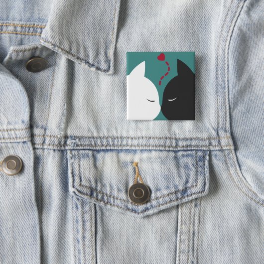 Eenvoudige Romantische katten in Love Pin Button (In situ)