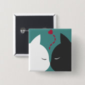 Eenvoudige Romantische katten in Love Pin Button (Voorkant /achterkant)