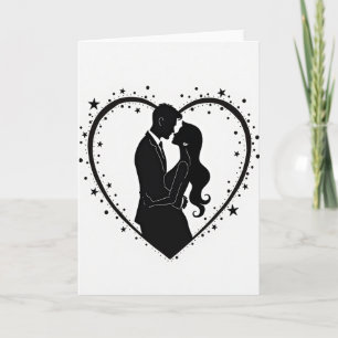 Eenvoudige Romantische Koppel Silhouetkaart Kaart