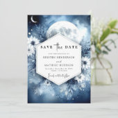 Eenvoudige romantische maanverlichte bruiloft save the date (Staand voorkant)