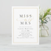 Eenvoudige romantische Miss to Mrs script vrijgeze Kaart (Staand voorkant)