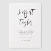 Eenvoudige Romantische Mooie Hart Script Bruiloft Vellum Uitnodigingen (Voorkant)