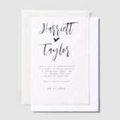 Eenvoudige Romantische Mooie Hart Script Bruiloft Vellum Uitnodigingen (Offset)