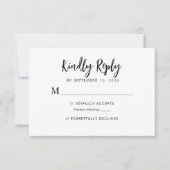 Eenvoudige Romantische Script Hart Monogram Bruilo RSVP Kaartje (Voorkant)