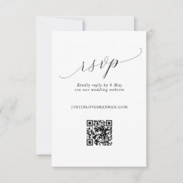 Eenvoudige Romantische Script Huwelijk QR Code RSVP Kaartje
