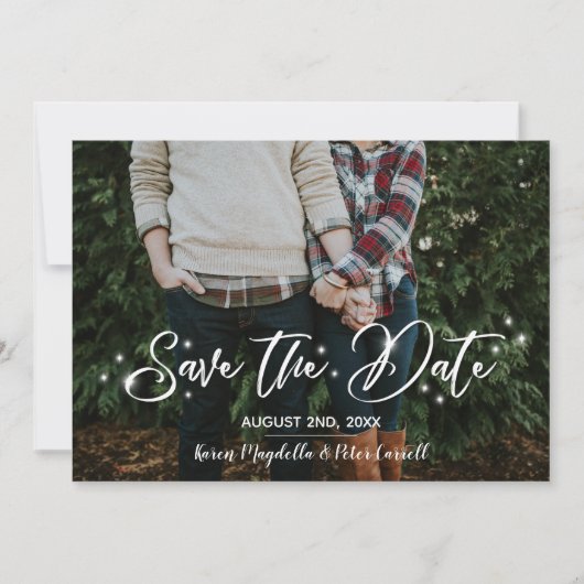 Eenvoudige Romantische Script Starry Photo Save th Save The Date (Voorkant)