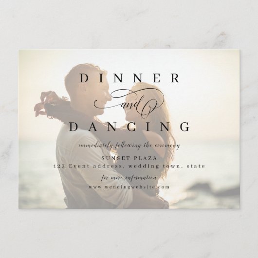 Eenvoudige romantische scriptfoto bruiloft ontvang informatiekaartje (Voorkant)