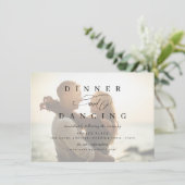 Eenvoudige romantische scriptfoto bruiloft ontvang informatiekaartje (Staand voorkant)