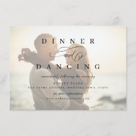 Eenvoudige romantische scriptfoto bruiloft ontvang informatiekaartje