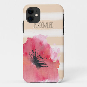 Eenvoudige Romantische Stripes Floral Case-Mate iPhone Case