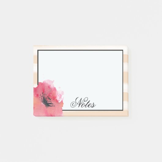 Eenvoudige Romantische Stripes Floral Post-it® Notes (Voorkant)