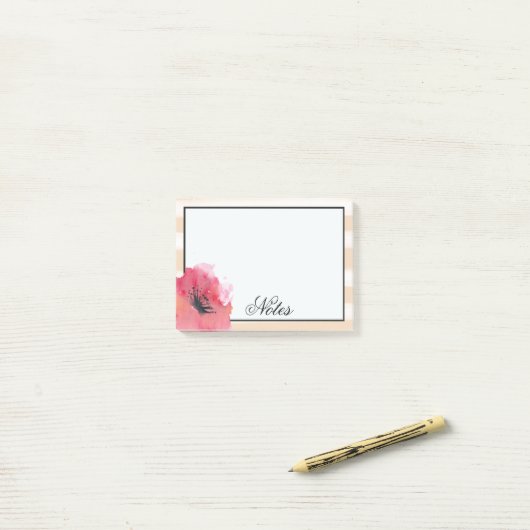 Eenvoudige Romantische Stripes Floral Post-it® Notes (Op bureau)