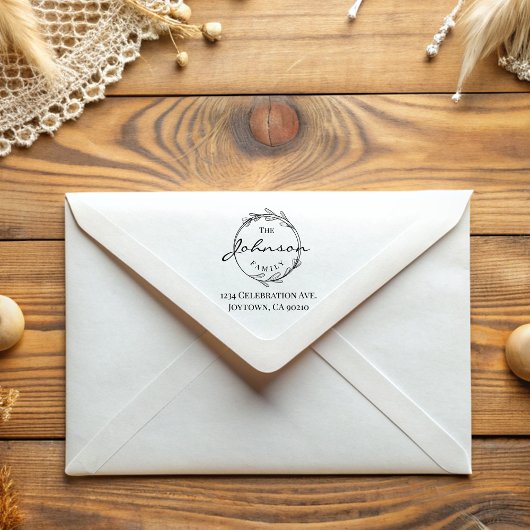 Eenvoudige  ronde bladeren familie adres rubberstempel