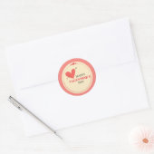 Eenvoudige ronde roze rode Valentijnsdag sticker (Envelop)