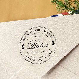 Eenvoudige ronde rustieke familienaam retouradres  zelfinktende stempel