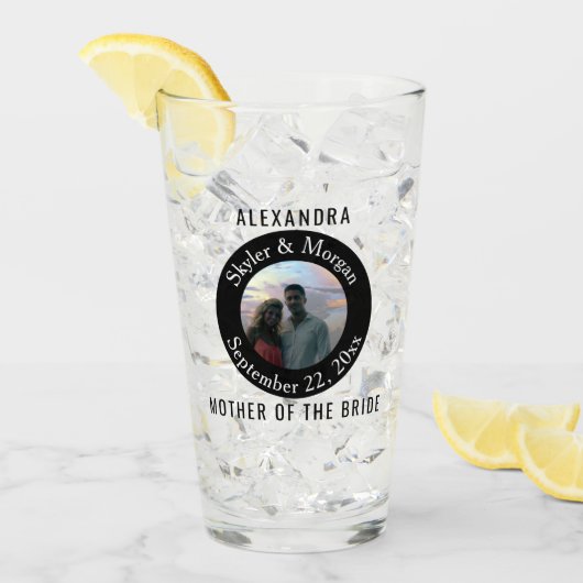 Eenvoudige ronde zwart-wit trouwfoto glas (Voorkant ijs)