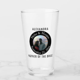 Eenvoudige ronde zwart-wit trouwfoto glas