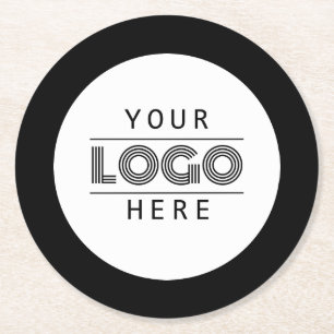 Eenvoudige Ronde Zwarte Custom Business Logo Brand Kartonnen Onderzetter