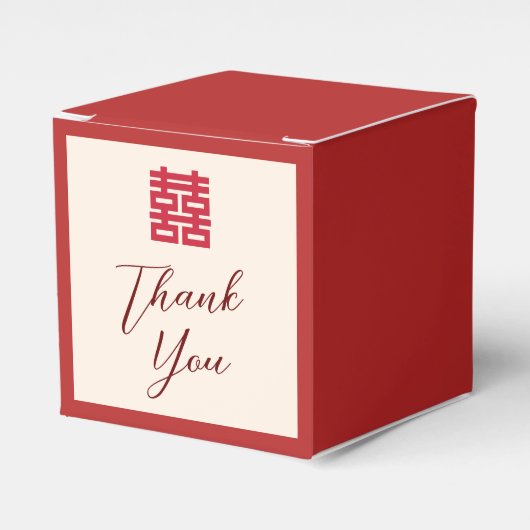 Eenvoudige rood beige moderne Chinese bruiloft Dan Bedankdoosjes (Voorkant Zijde)