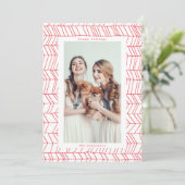 Eenvoudige Rood- en White-kerstsnoeprand Feestdagenkaart (Staand voorkant)