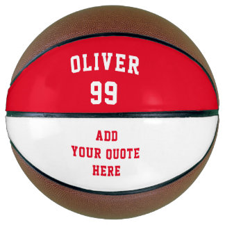 Eenvoudige Rood en Wit Naam Nummer Citaat Basketbal