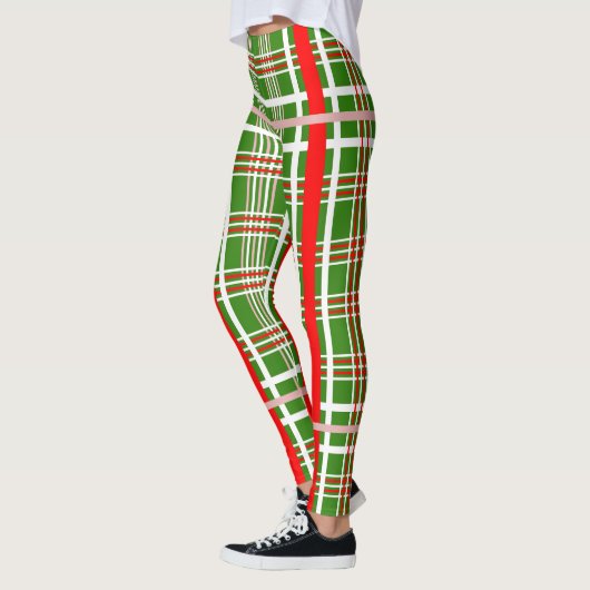 Eenvoudige Rood en Witte PLAID op Uw Kleur Leggings (Links)