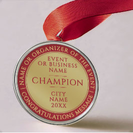 Eenvoudige Rood Gouden Kampioensmedaille Zakelijke Metalen Ornament