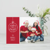 Eenvoudige Rood Wit Foto Vrolijk Kerstmis Feestdagenkaart (Staand voorkant)