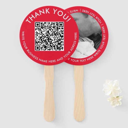 Eenvoudige Rood Witte Digitale Contact QR Code Fot Handwaaier (Voorkant en achterkant)