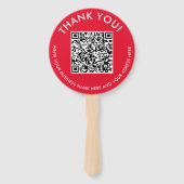 Eenvoudige Rood Witte Digitale Contact QR Code Fot Handwaaier (Voorkant)