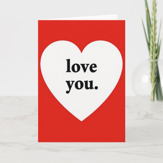 Eenvoudige Rood Witte Liefde Hart Kaart (Voorkant)