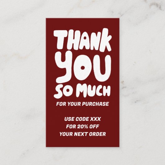 Eenvoudige Rood & Witte Orde Dank u Sociale QR Cod Visitekaartje (Voorkant)