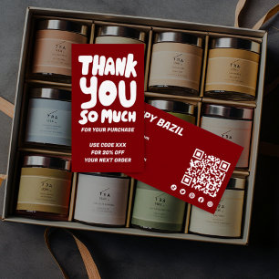 Eenvoudige Rood & Witte Orde Dank u Sociale QR Cod Visitekaartje
