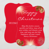 Eenvoudige roodkerstkaart kaart (Voorkant / Achterkant)