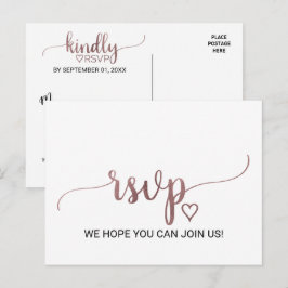 Eenvoudige Roos Calligrafie Song Verzoek RSVP Brie Uitnodiging Briefkaart