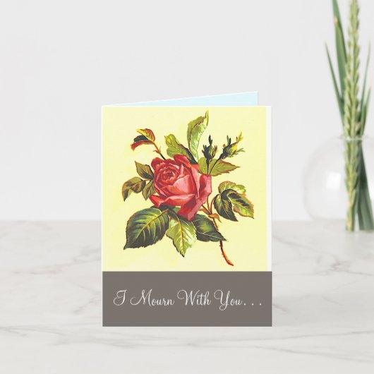 Eenvoudige Roos Flower Funeral Condoleances Card Kaart (Voorkant)