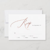 Eenvoudige Roos Gold Calligrafie RSVP Kaartje (Voorkant)