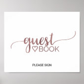 Eenvoudige Roos Gold Calligraphy Guest Book Sign Poster (Voorkant)