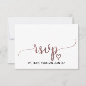 Eenvoudige Roos Gold Calligraphy Website RSVP Card (Voorkant)