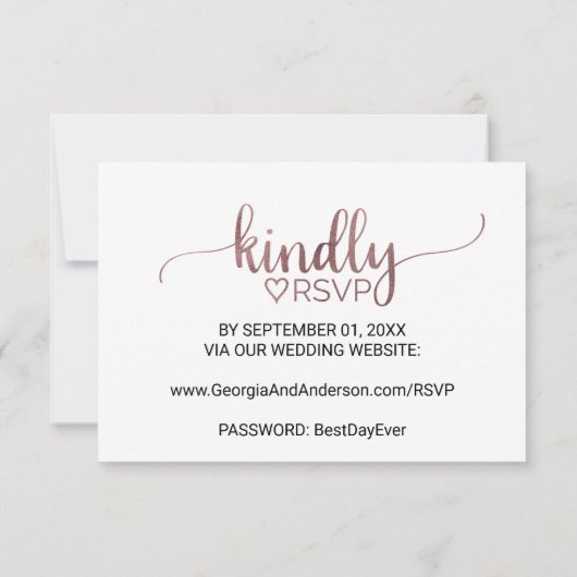 Eenvoudige Roos Gold Calligraphy Website RSVP Card (Achterkant)