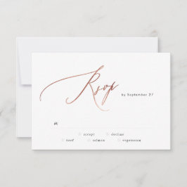 Eenvoudige Roos Gold Calligraphy Weddenschap RSVP- RSVP Kaartje