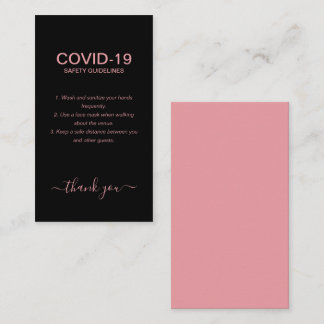 Eenvoudige Roos Gold Covid Safety Guidelines Black Visitekaartje