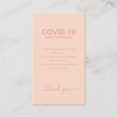 Eenvoudige Roos Gold Covid Safety Guidelines Blush Visitekaartje (Voorkant)